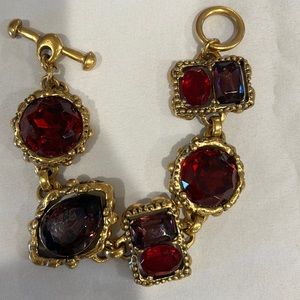 Stunning Oscar de la Renta red and Purple Crystal Bracelet and earrings set